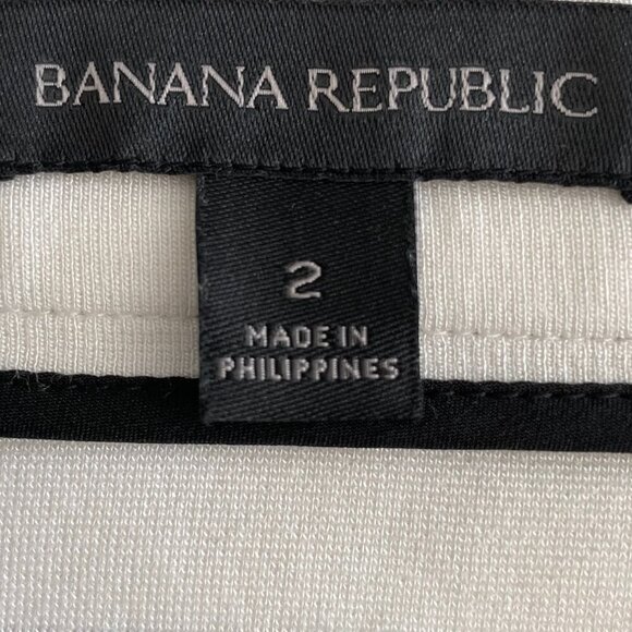 Banana Republic Striped Rayon Viscose Blend Fitted Pencil Skirt Black Cream Sz 2 - Picture 6 of 8